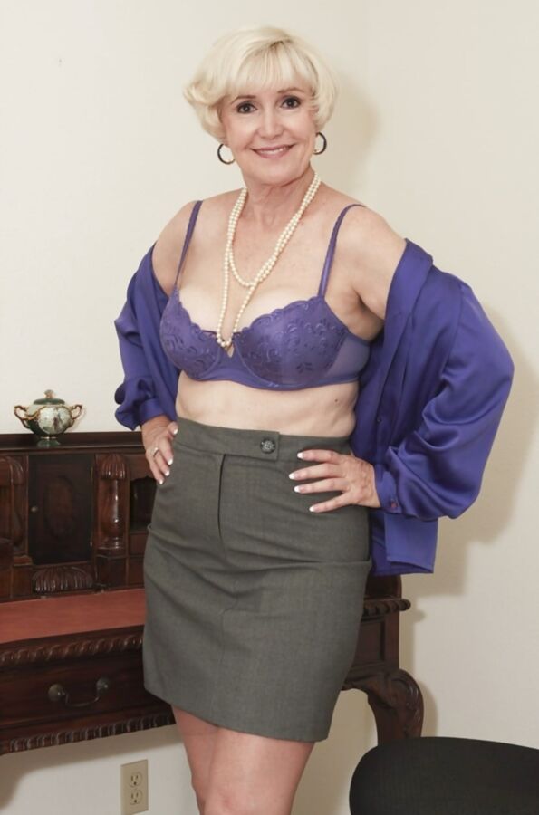 Lola Lee In Matching Top And Lingerie With Gray Skirt