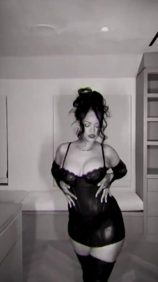 Rihanna - Leather lingerie on Instagram