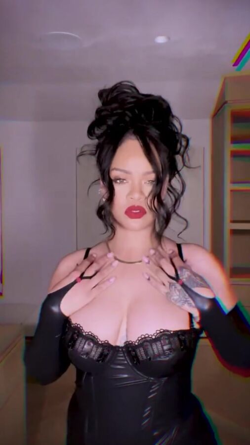 Rihanna - Leather lingerie on Instagram