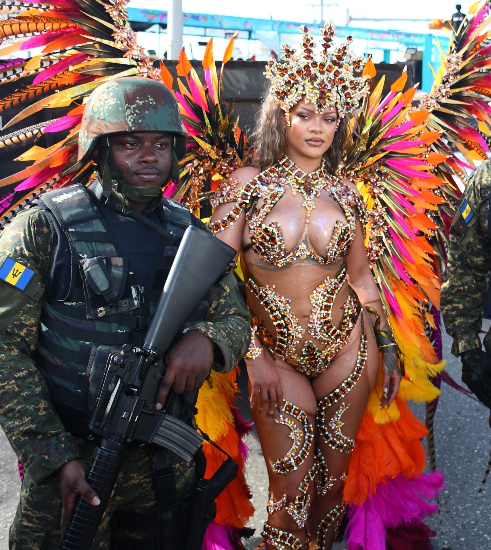 Rihanna hot cleavage at the carnival in Barbados 08/05/2024