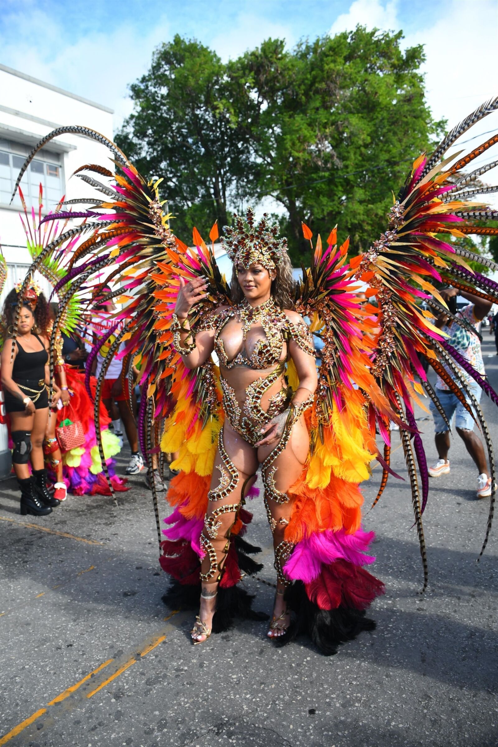 Rihanna hot cleavage at the carnival in Barbados 08/05/2024