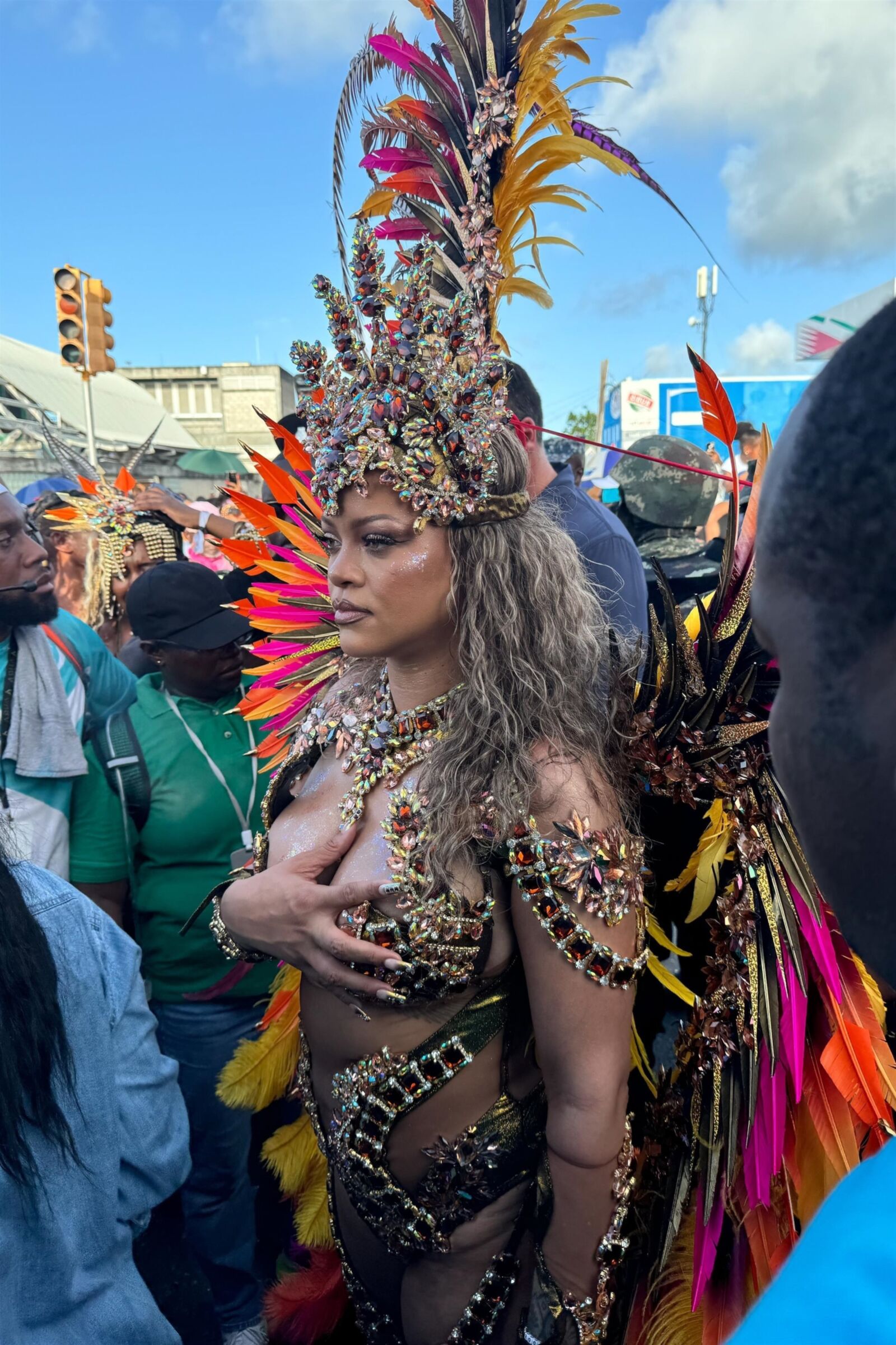 Rihanna hot cleavage at the carnival in Barbados 08/05/2024