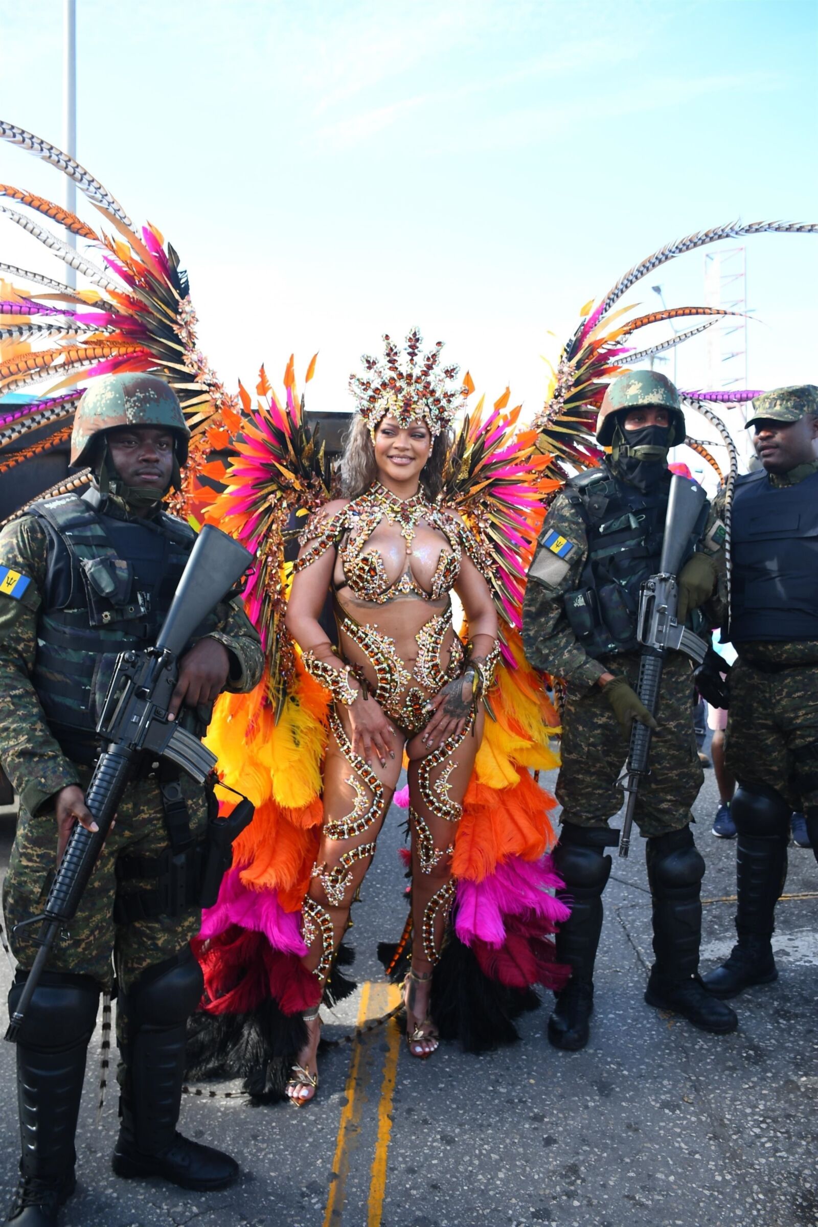 Rihanna hot cleavage at the carnival in Barbados 08/05/2024