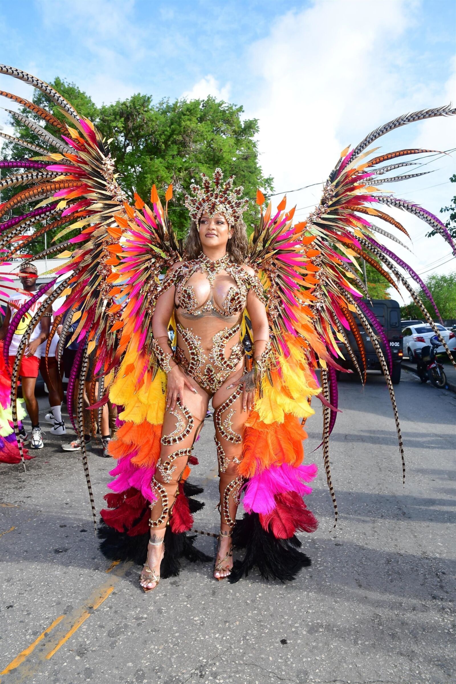 Rihanna hot cleavage at the carnival in Barbados 08/05/2024