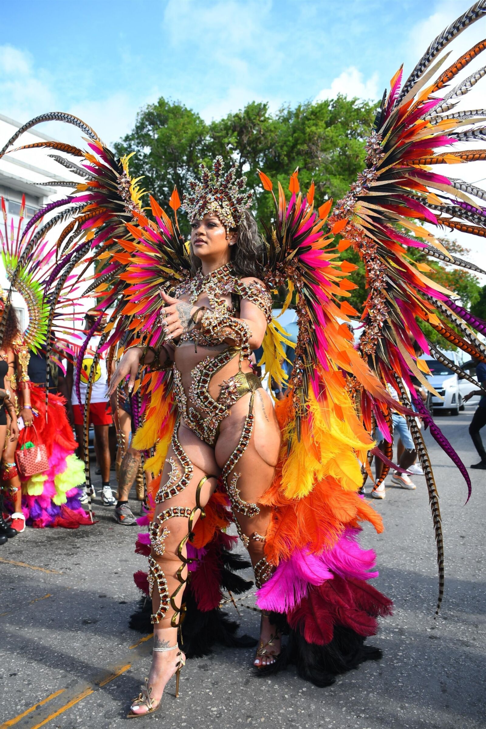 Rihanna hot cleavage at the carnival in Barbados 08/05/2024