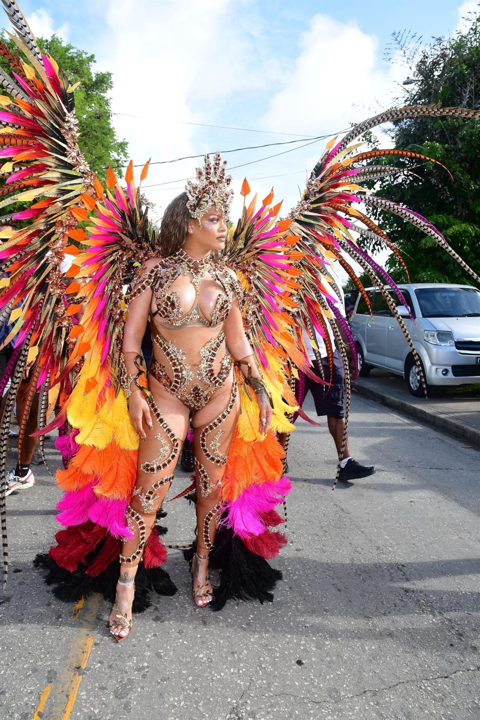 Rihanna hot cleavage at the carnival in Barbados 08/05/2024