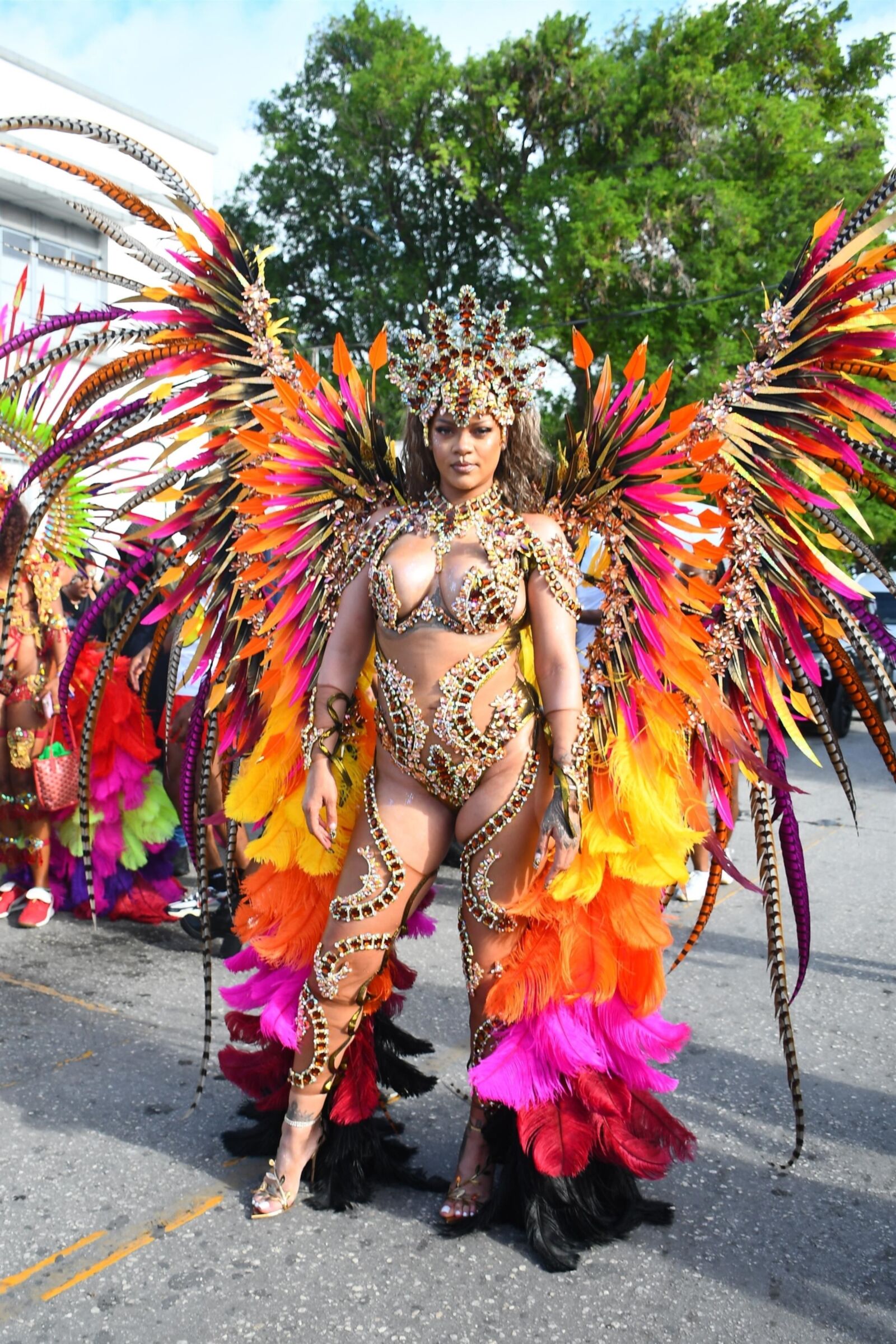 Rihanna hot cleavage at the carnival in Barbados 08/05/2024