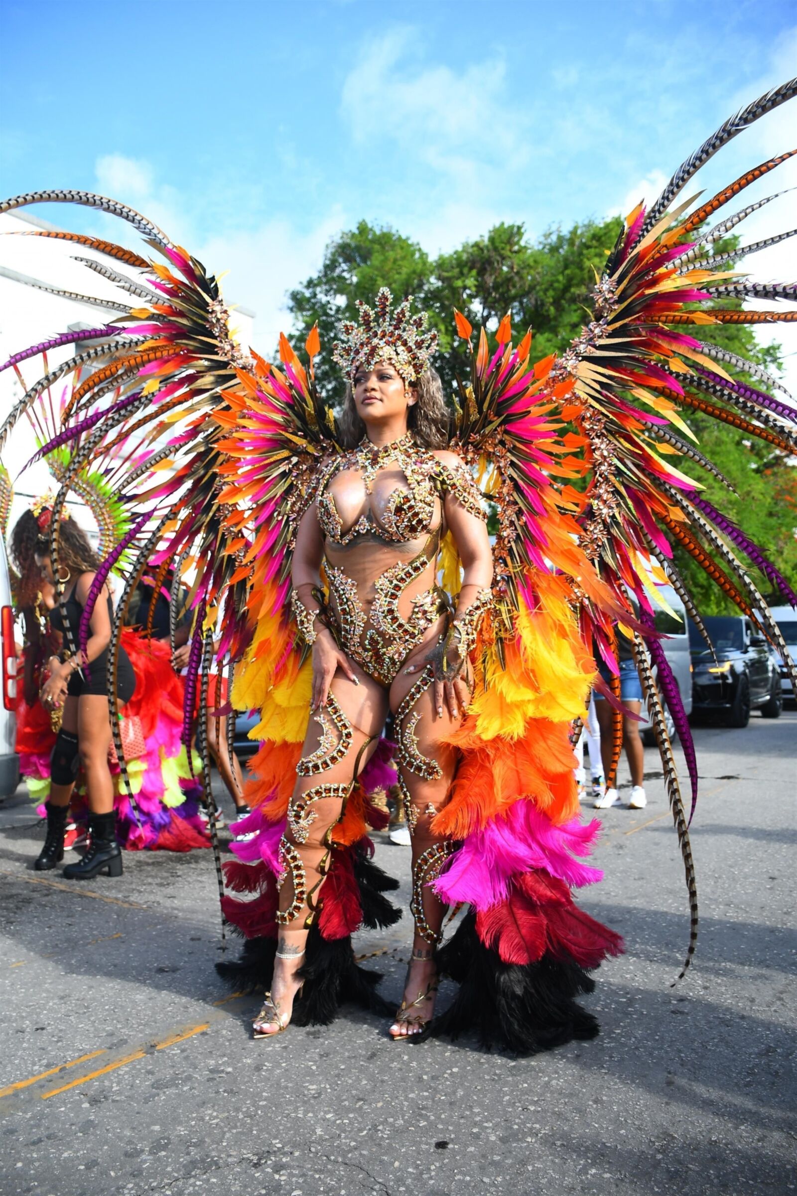 Rihanna hot cleavage at the carnival in Barbados 08/05/2024