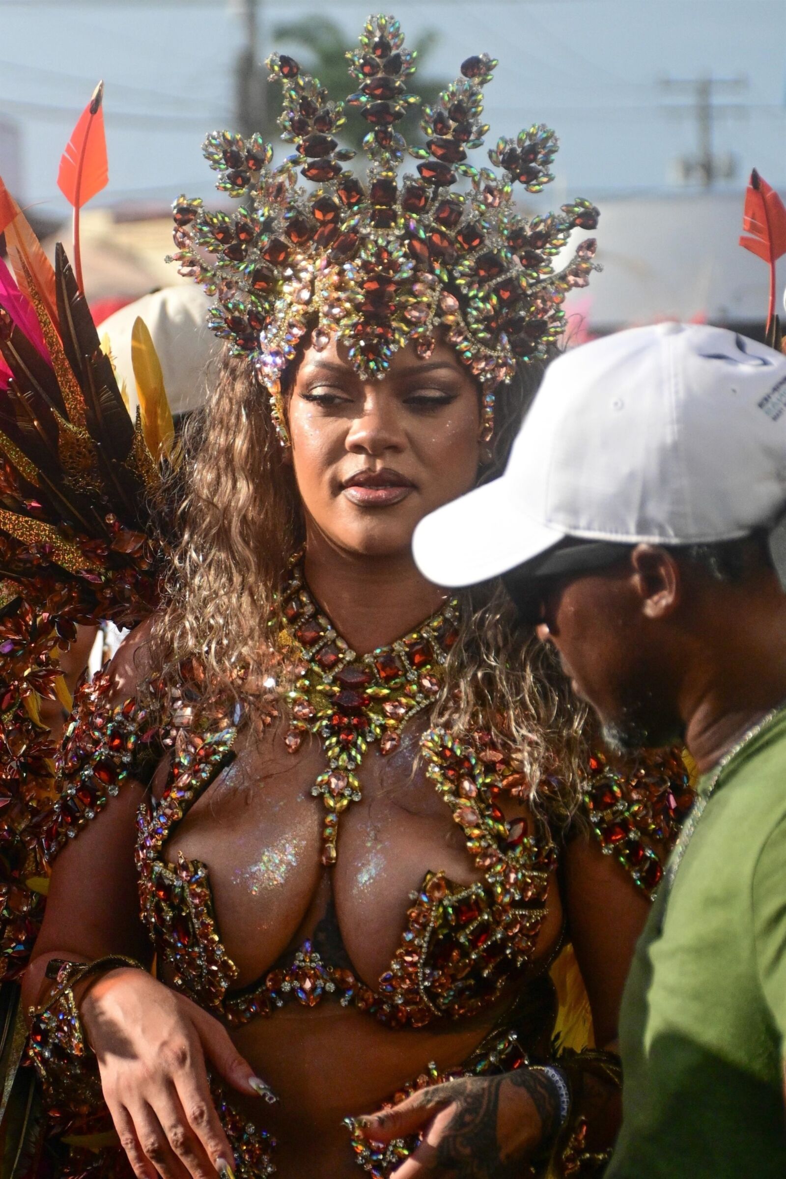 Rihanna hot cleavage at the carnival in Barbados 08/05/2024