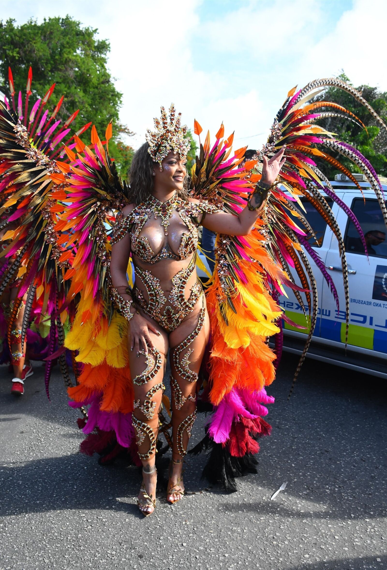 Rihanna hot cleavage at the carnival in Barbados 08/05/2024