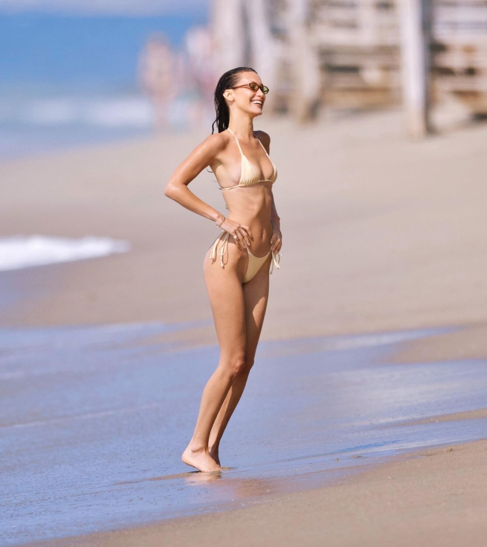 Bella Hadid in a sexy bikini @ a beach in Malibu 