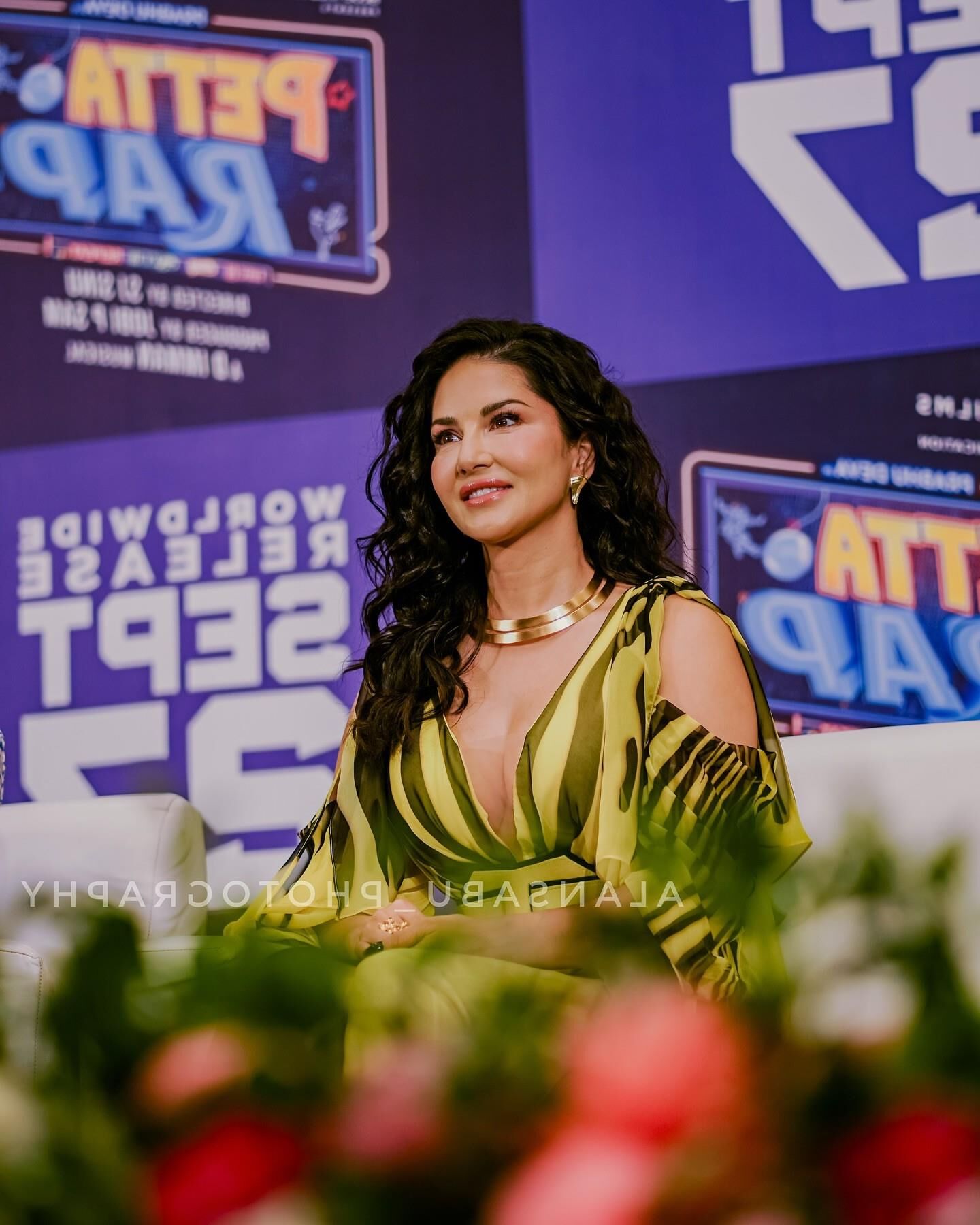 Sunny Leone Petta Rap-Pressetreffen in Kochi, Indien, September 2024