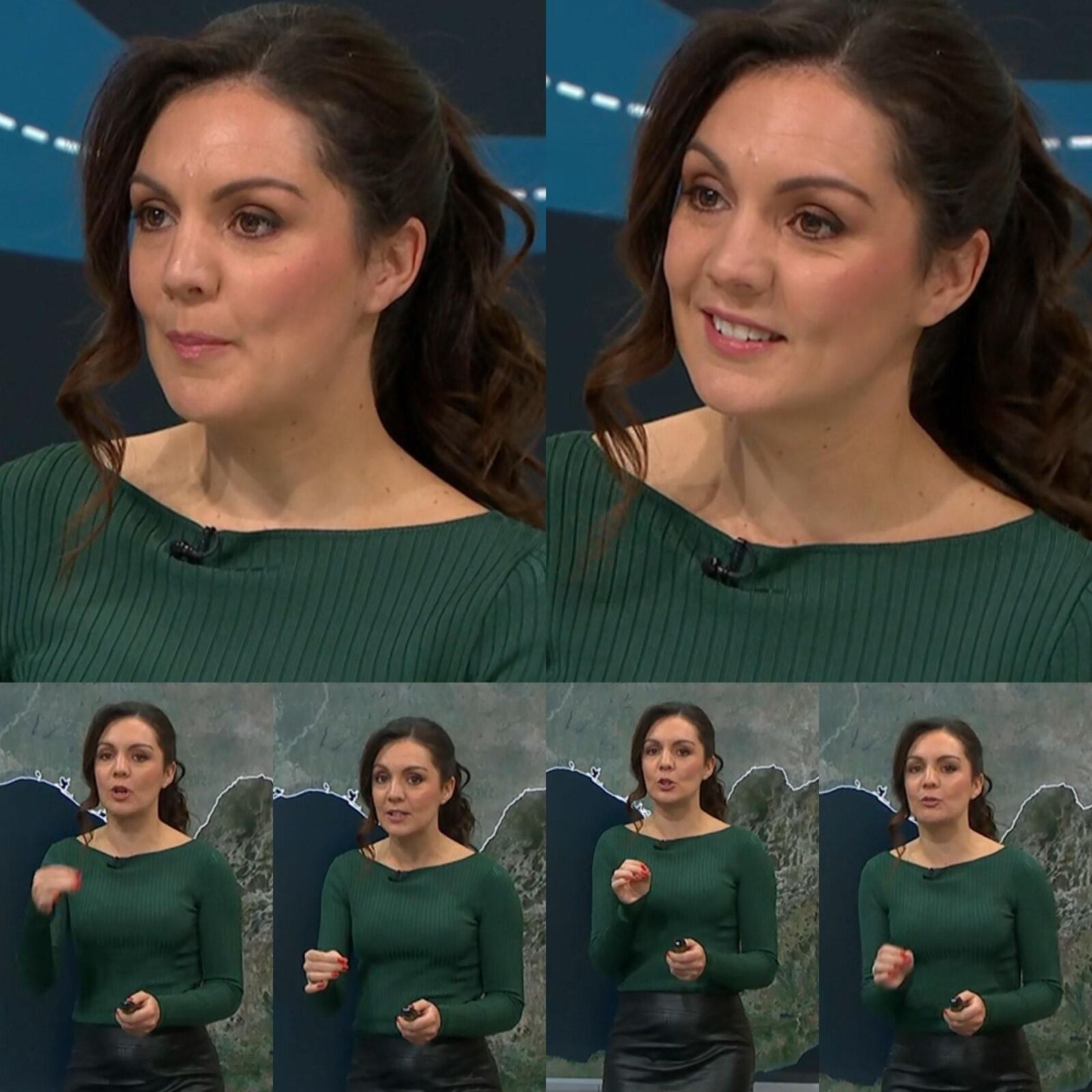 La zorra de la televisión británica Laura Tobin con otra falda de cuero