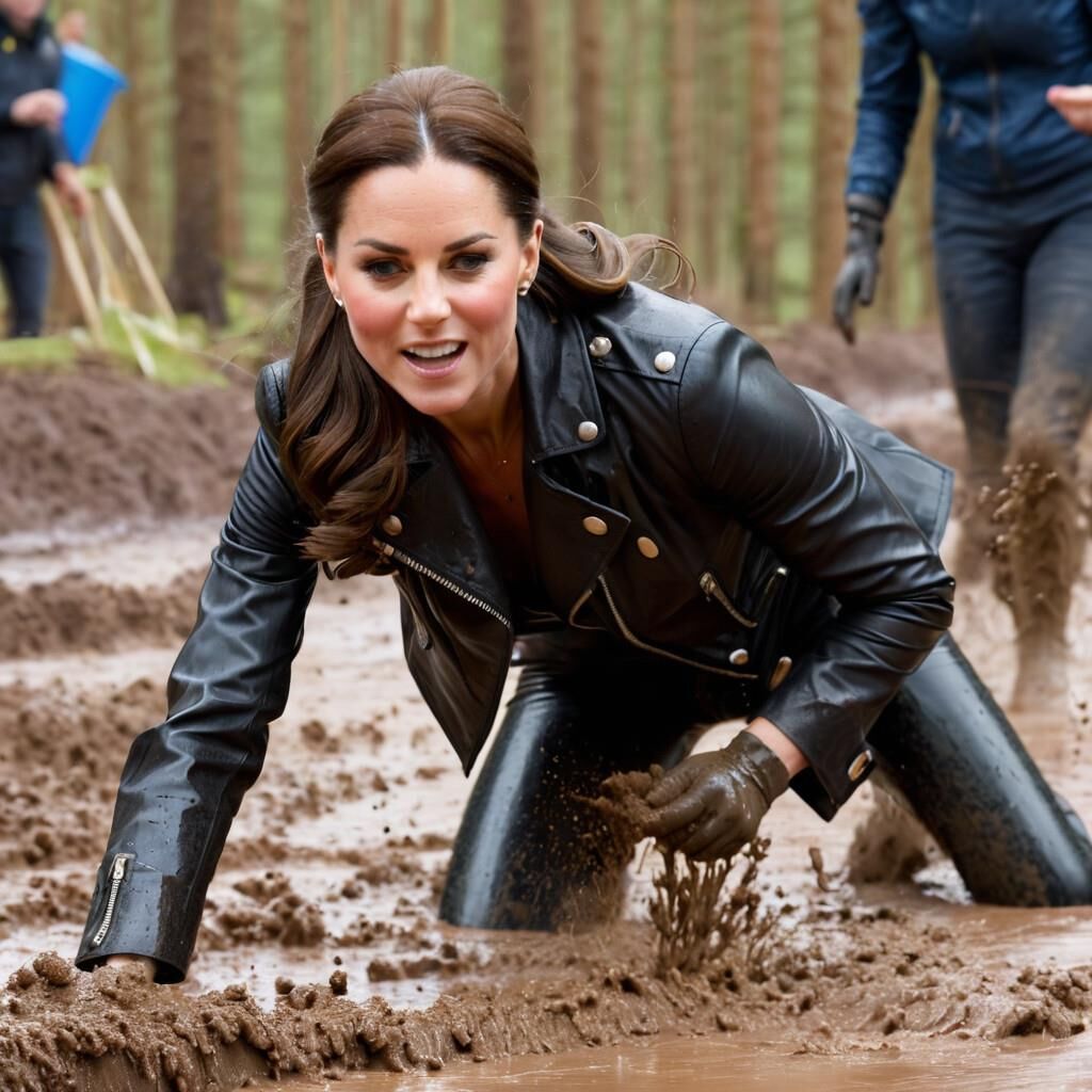 A.I. Kate Middleton Leather Fun in the mud