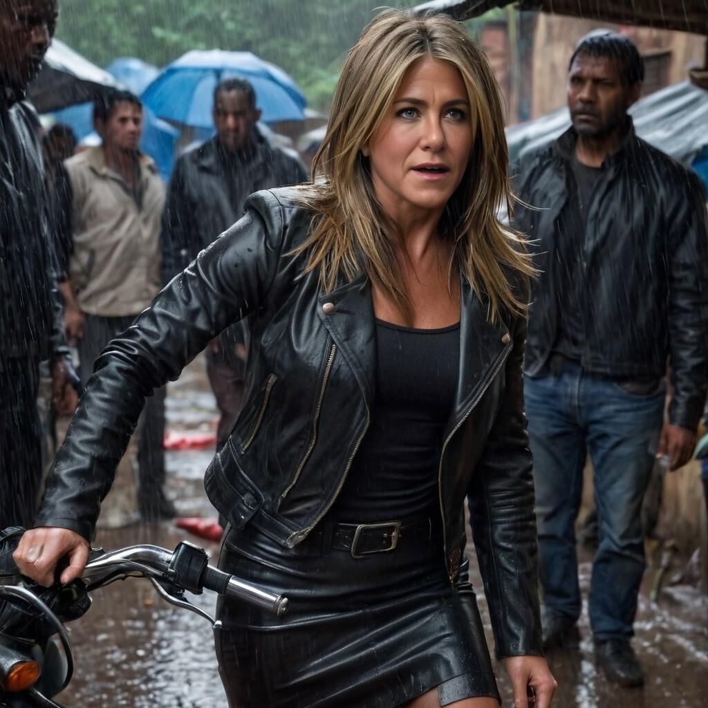 A.I. Jennifer Aniston en Cuero en los barrios bajos