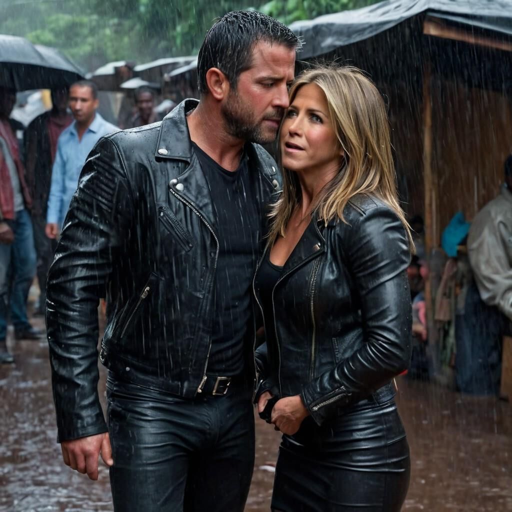 A.I. Jennifer Aniston in Leather in the slummer