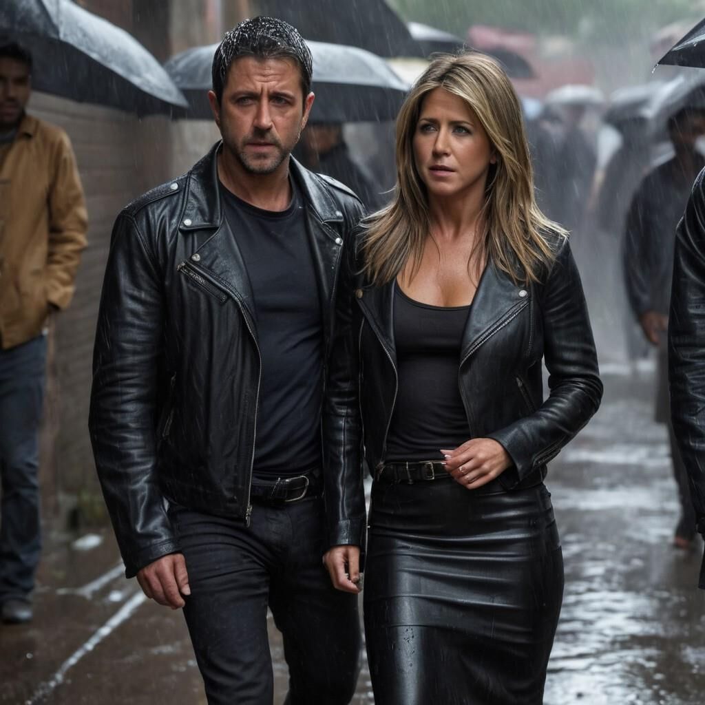 A.I. Jennifer Aniston en Cuero en los barrios bajos