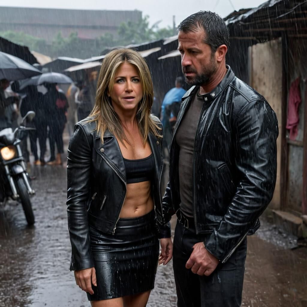 A.I. Jennifer Aniston in Leather in the slummer