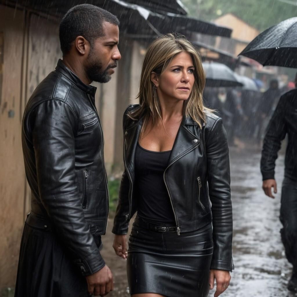 A.I. Jennifer Aniston in Leather in the slummer