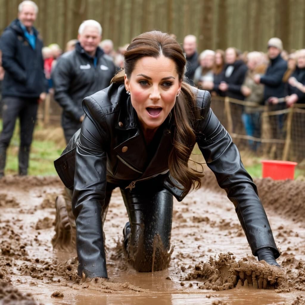 A.I. Kate Middleton Leather Fun in the mud