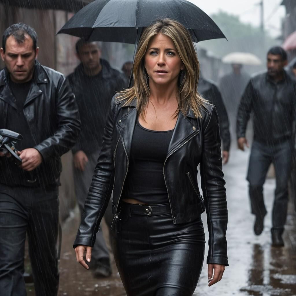 A.I. Jennifer Aniston in Leather in the slummer