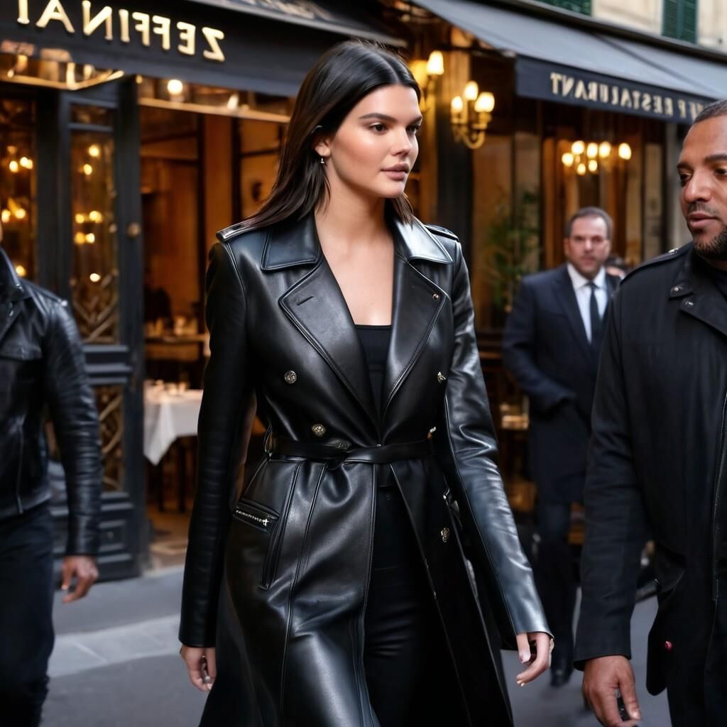 A.I. Kendall Jenner in Leather Coat