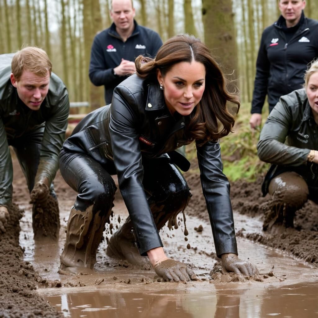 A.I. Kate Middleton Leather Fun in the mud