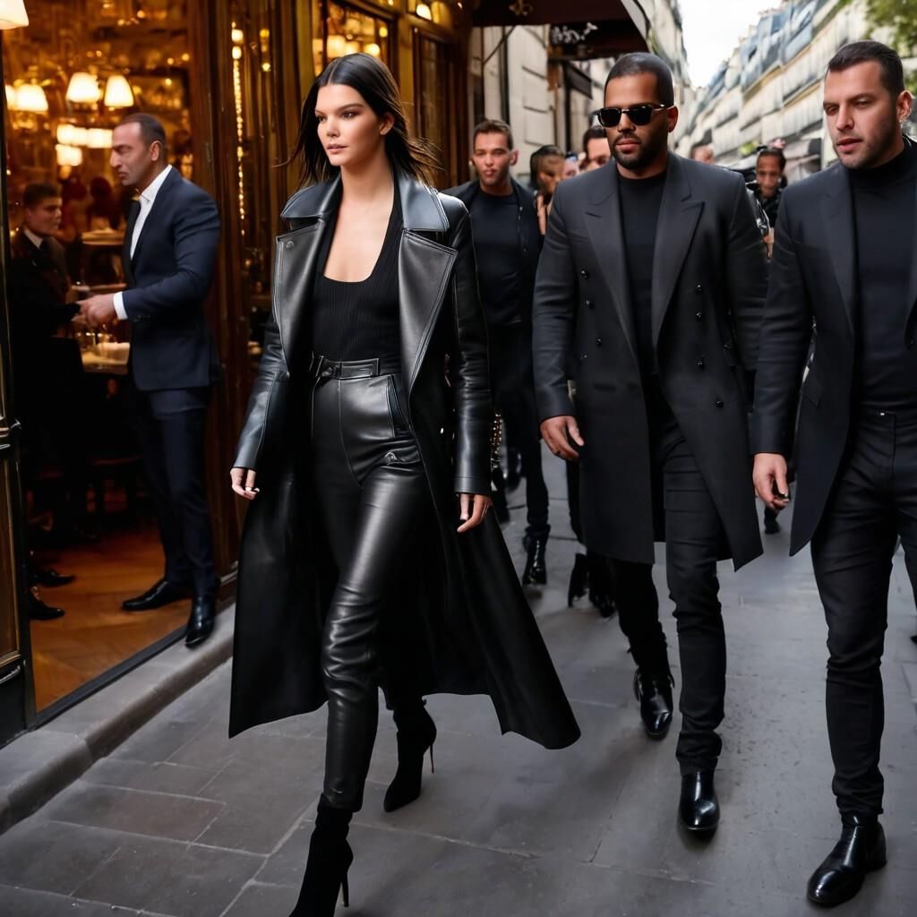 A.I. Kendall Jenner in Leather Coat