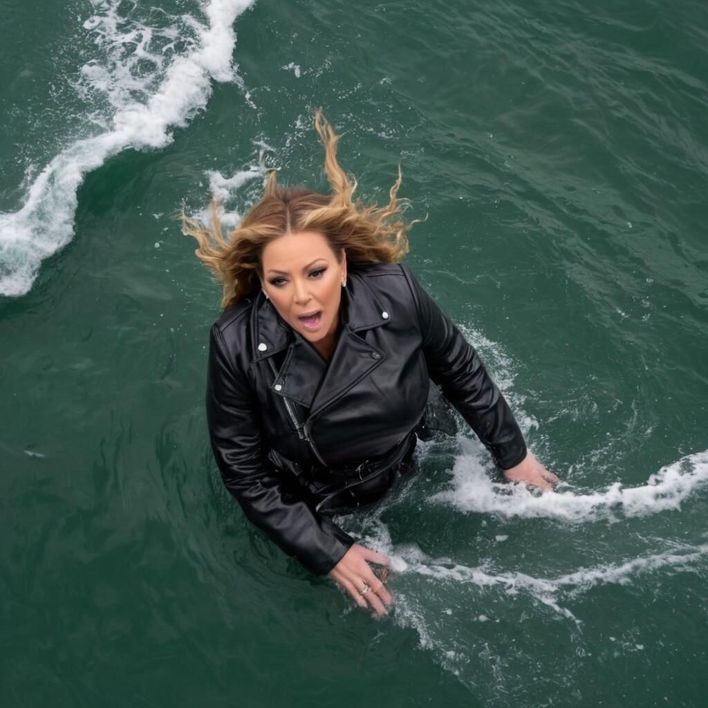 A.I. Mariah Carey in Leather at the sea