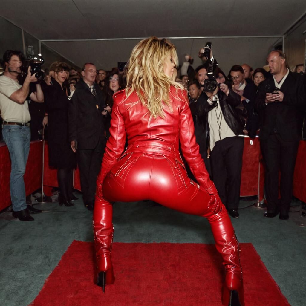 A.I. Shakira em couro vermelho