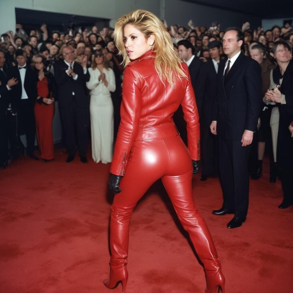 A.I. Shakira em couro vermelho