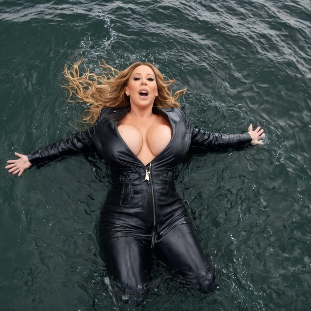 A.I. Mariah Carey in Leather at the sea