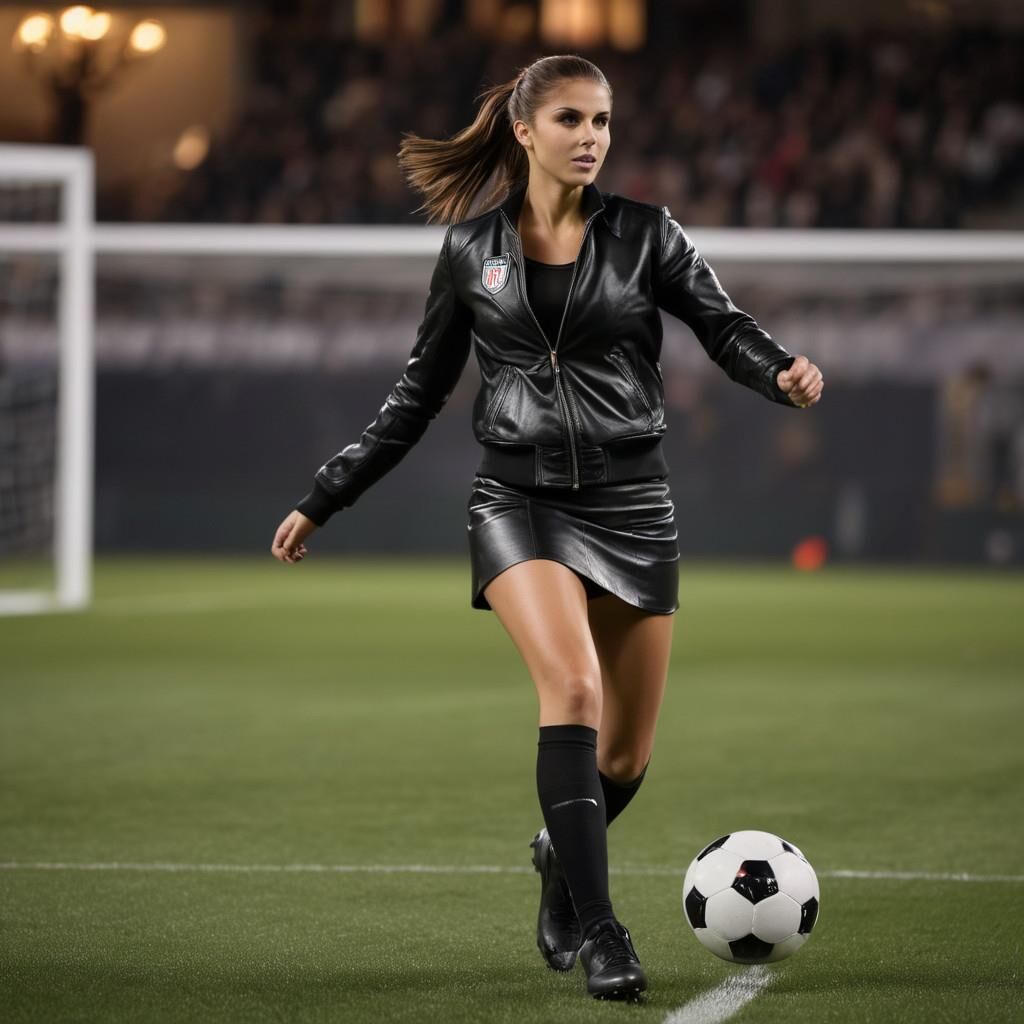 KI Alex Morgan spielt Fußball in Leder