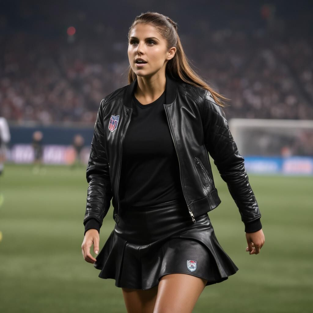 KI Alex Morgan spielt Fußball in Leder