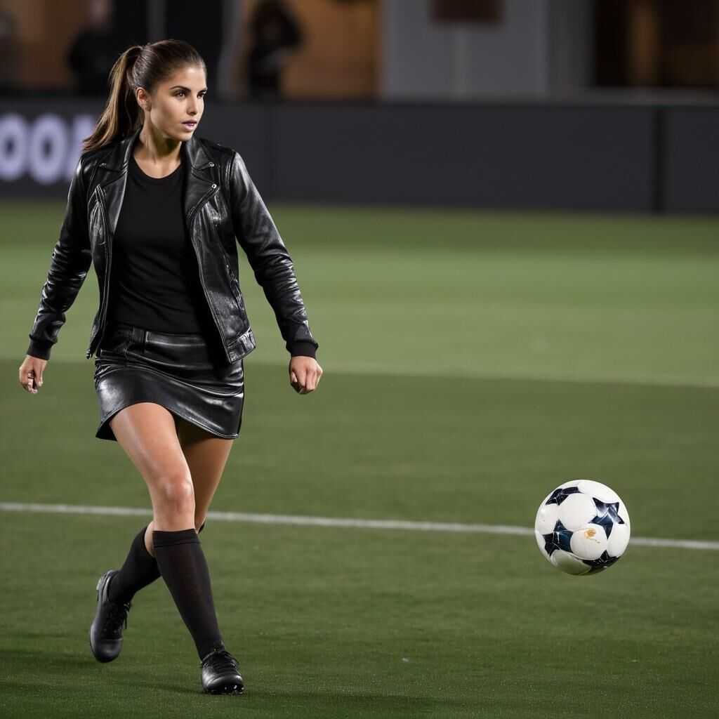 KI Alex Morgan spielt Fußball in Leder