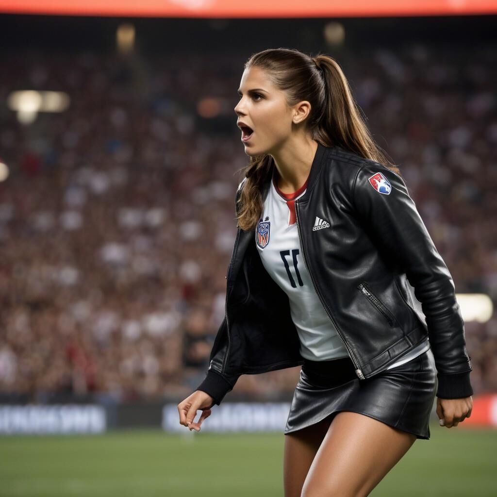 KI Alex Morgan spielt Fußball in Leder