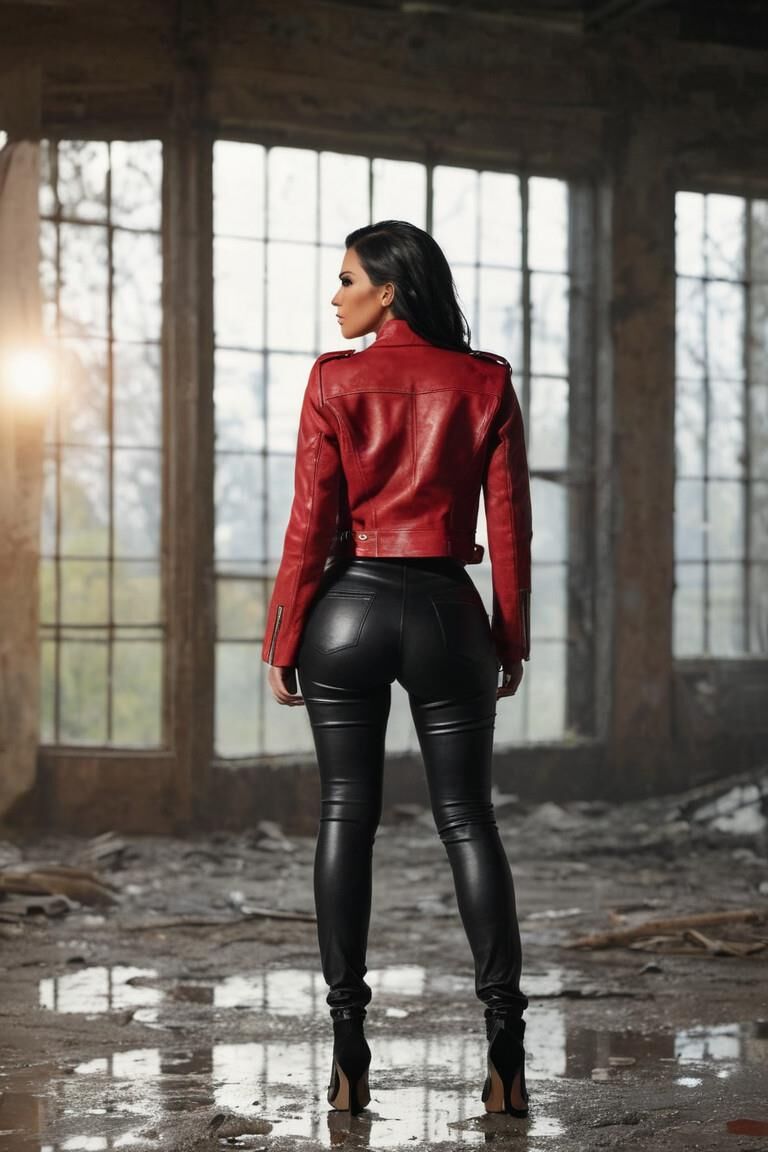 A.I. kim Kardasian in Red/black leather combi