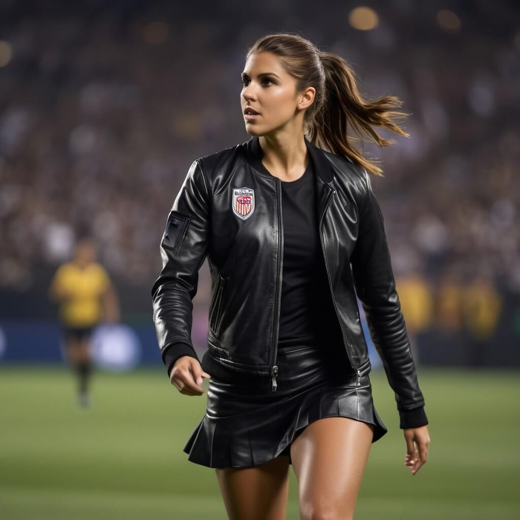 KI Alex Morgan spielt Fußball in Leder