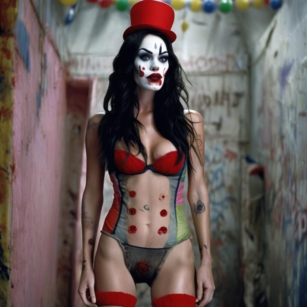 AI Megan Fox en tant que clown maléfique - commentez avec des demandes