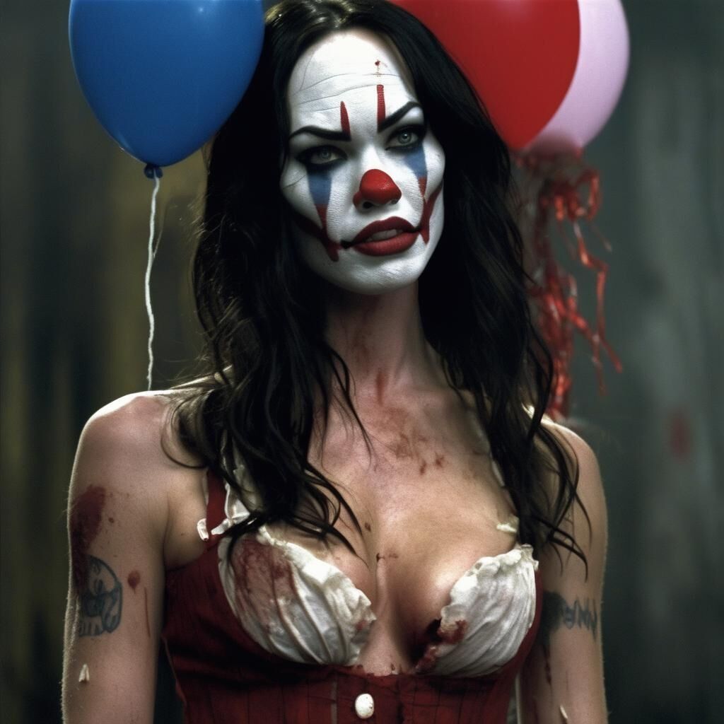 AI Megan Fox en tant que clown maléfique - commentez avec des demandes