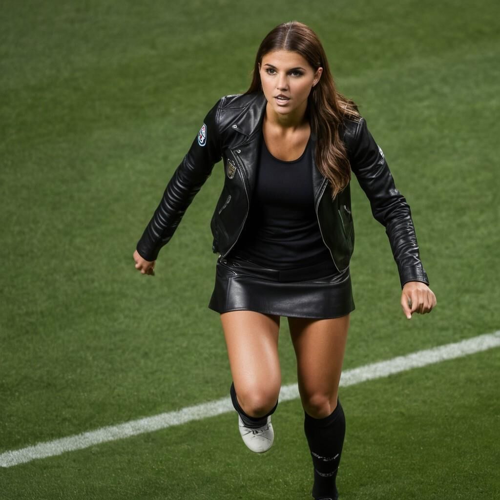 KI Alex Morgan spielt Fußball in Leder