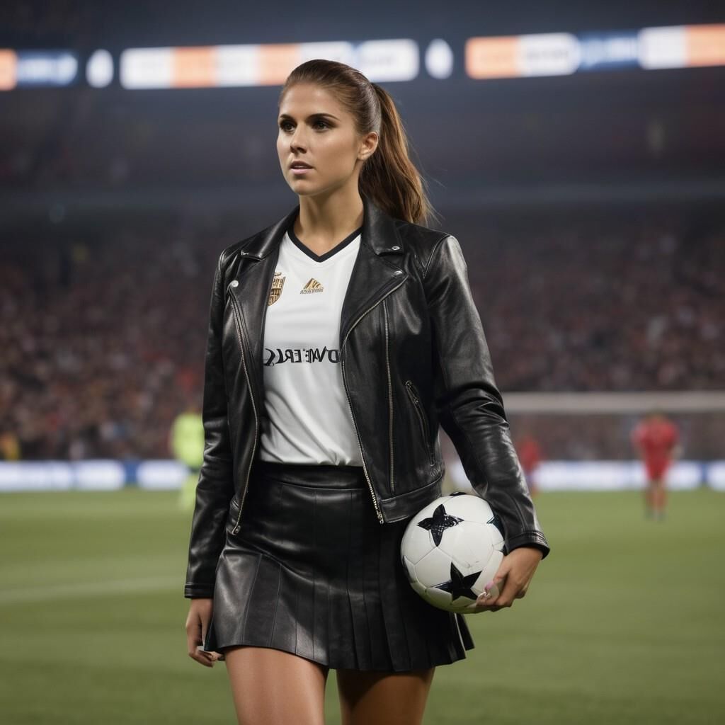 KI Alex Morgan spielt Fußball in Leder