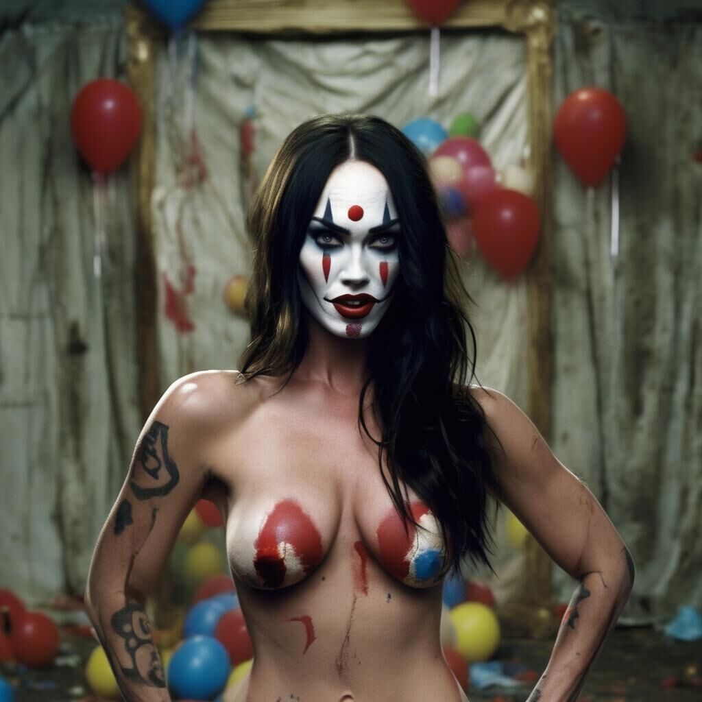 AI Megan Fox en tant que clown maléfique - commentez avec des demandes