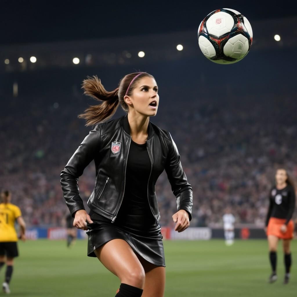 KI Alex Morgan spielt Fußball in Leder