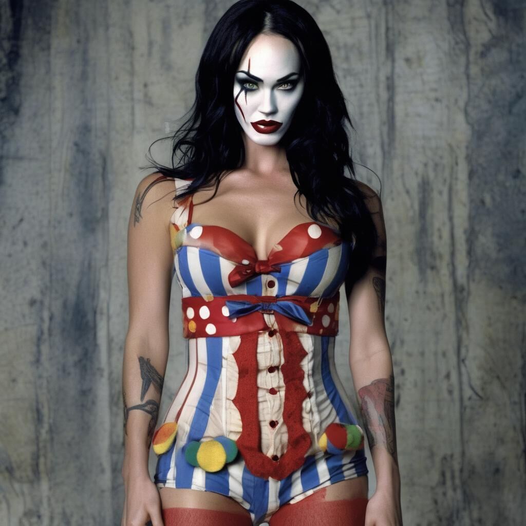 AI Megan Fox en tant que clown maléfique - commentez avec des demandes