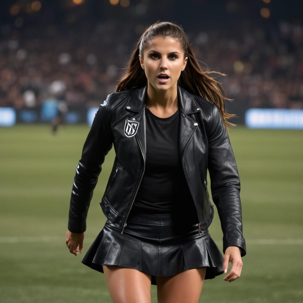 KI Alex Morgan spielt Fußball in Leder