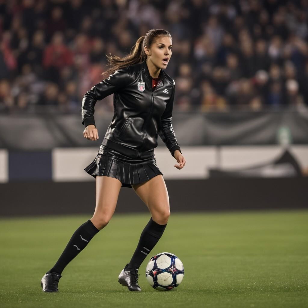 KI Alex Morgan spielt Fußball in Leder