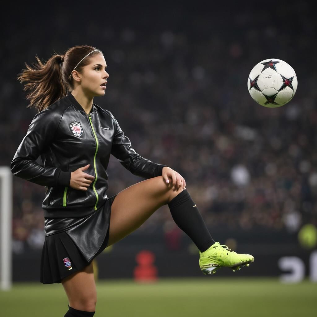 KI Alex Morgan spielt Fußball in Leder