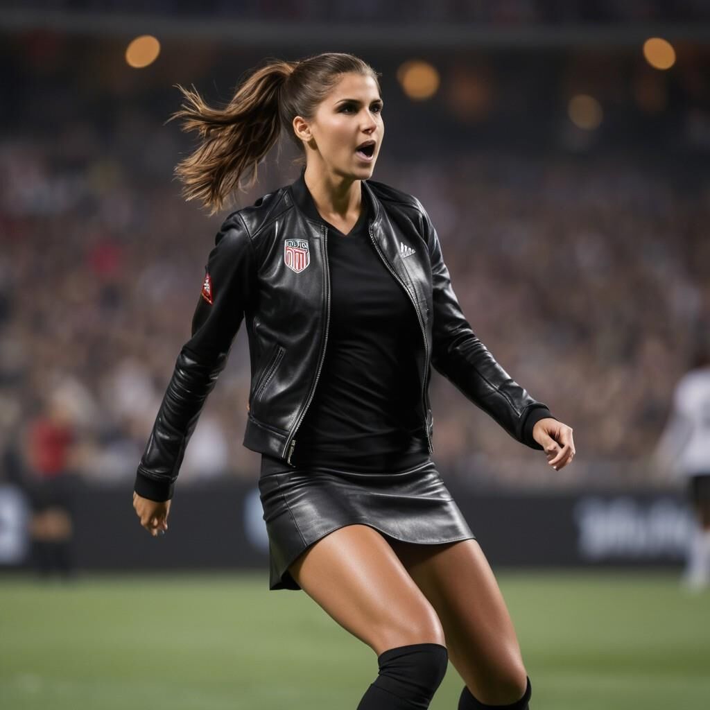 KI Alex Morgan spielt Fußball in Leder