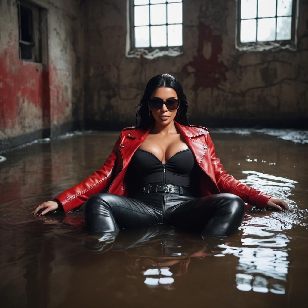 A.I. kim Kardasian in Red/black leather combi